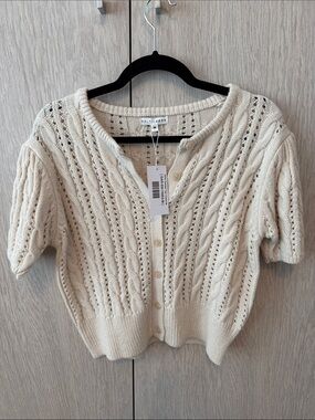 ✨NWT Baltic Born Darby Open-Weave Short Sleeve Cardigan in Cream
